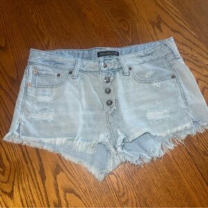 Abercrombie & Fitch Distressed Light Blue Jean Shorts